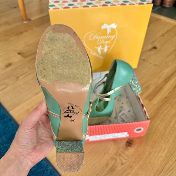 ModCloth “Strut in the World” Seafoam Glittery Heels - Picture 9 of 11